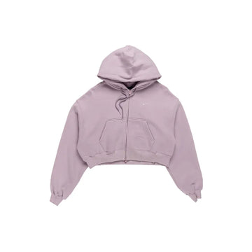 W Studio Fleece Medium Weight Oversized Full-Zip Cropped Hoodie 'Bleached Lilac Sail'