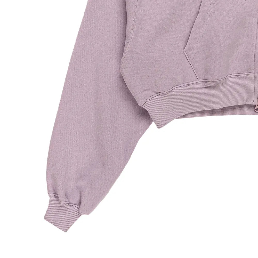 W Studio Fleece Medium Weight Oversized Full-Zip Cropped Hoodie 'Bleached Lilac Sail'