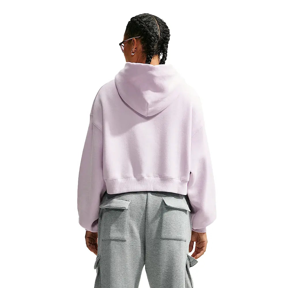 W Studio Fleece Medium Weight Oversized Full-Zip Cropped Hoodie 'Bleached Lilac Sail'