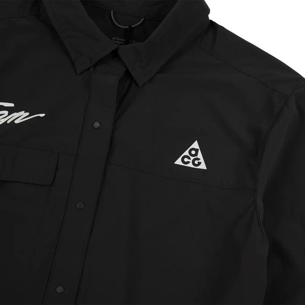 W ACG "Aireez" Button-Up Graphic Trail Running Top 'Dark Smoke Grey'