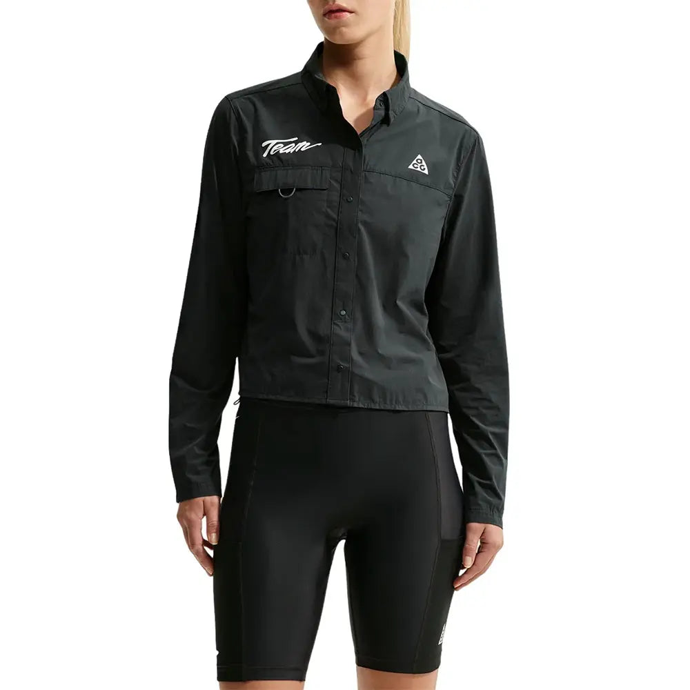 W ACG "Aireez" Button-Up Graphic Trail Running Top 'Dark Smoke Grey'
