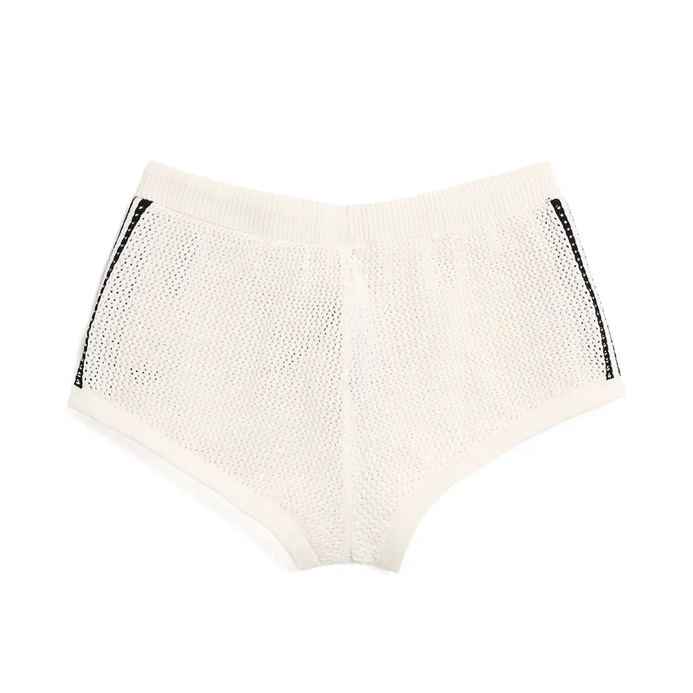 W Knitted Crochet Shorts 'Off White'