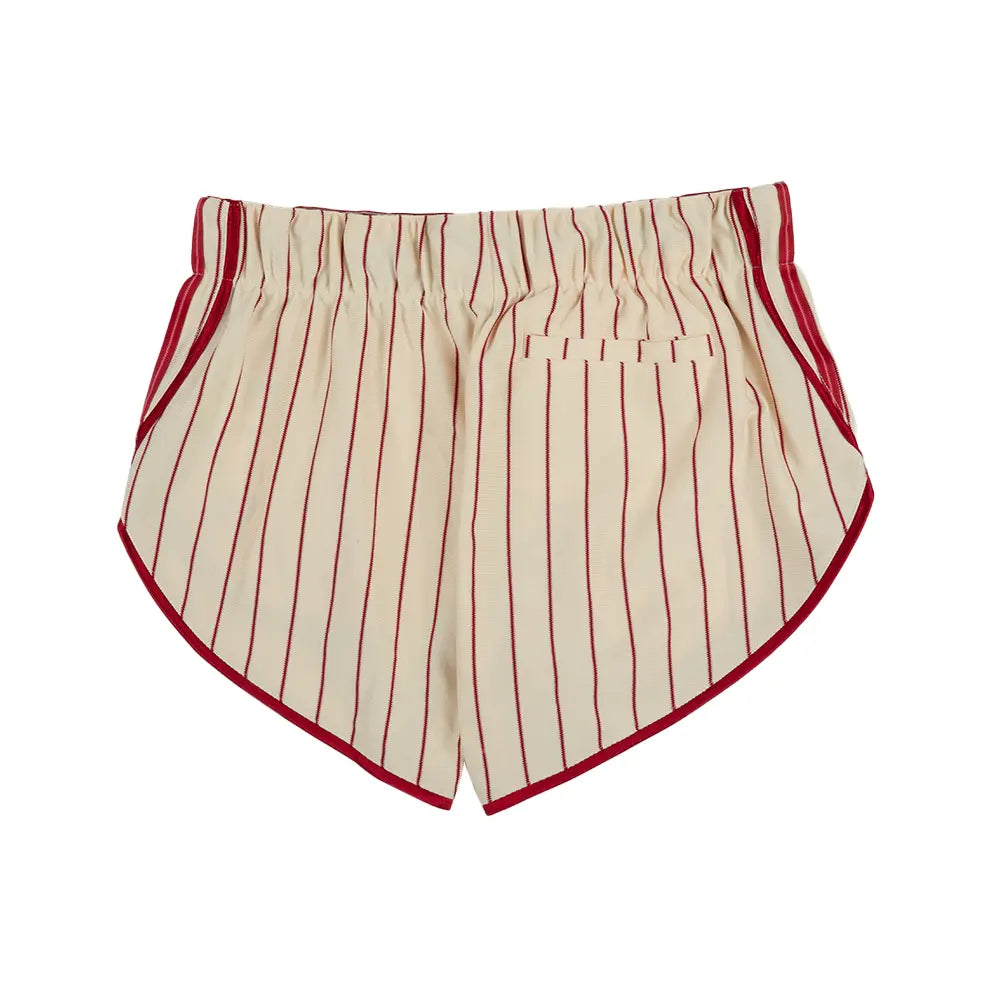 W Pinstripe Firebird Shorts 'Warm Vanilla Team Victory Red'