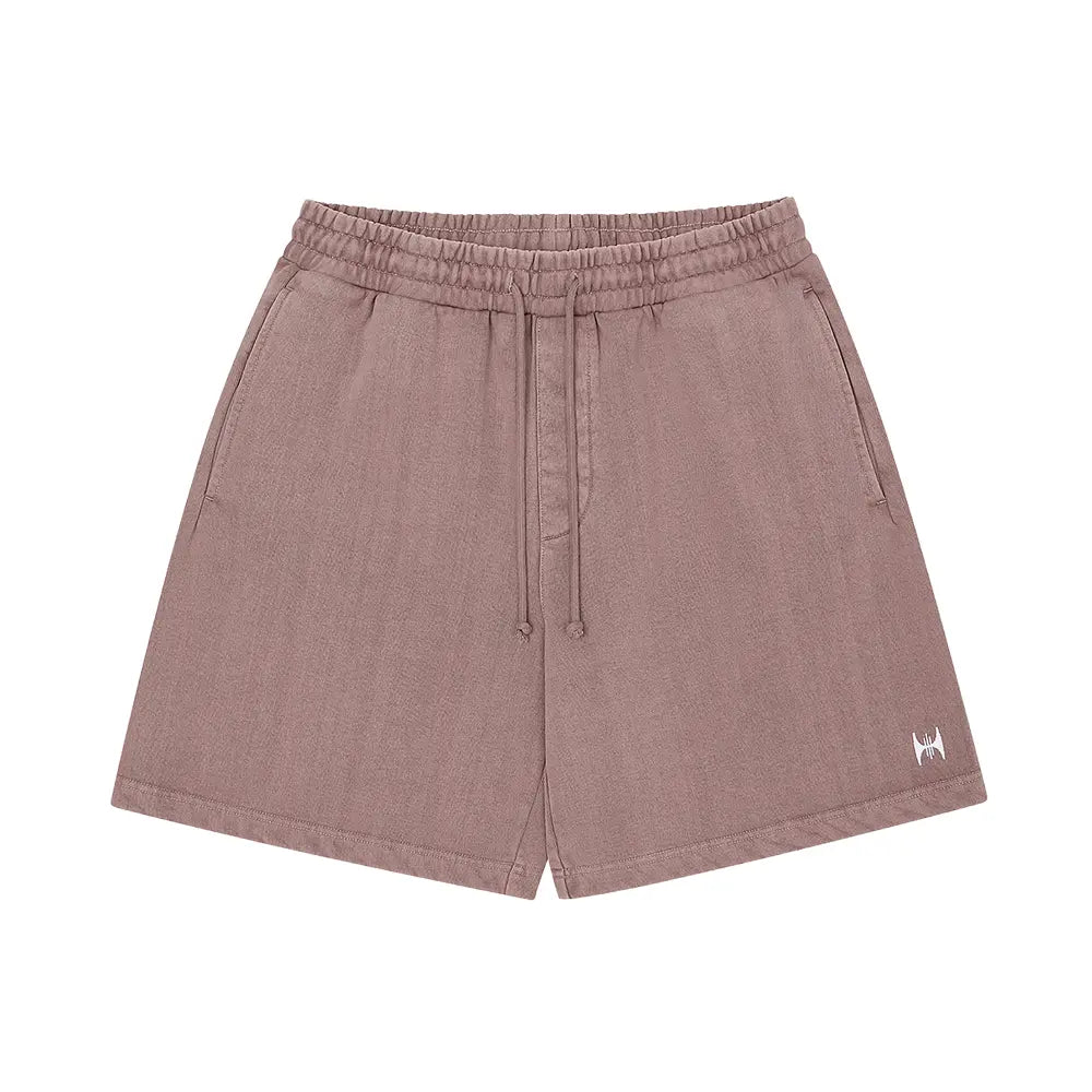 KRB Washed Embroidered Shorts 'Ash Burgundy'