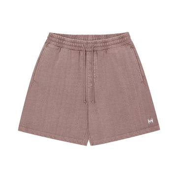KRB Washed Embroidered Shorts 'Ash Burgundy'