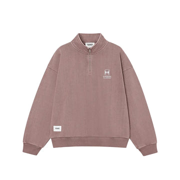 KRB Washed Embroidery Half Zip-Up 'Ash Burgundy'