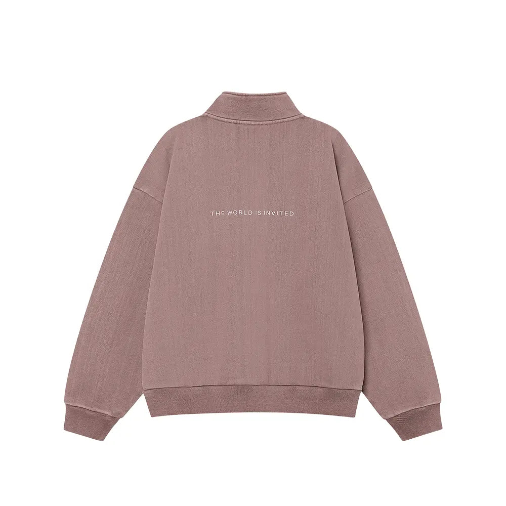 KRB Washed Embroidery Half Zip-Up 'Ash Burgundy'