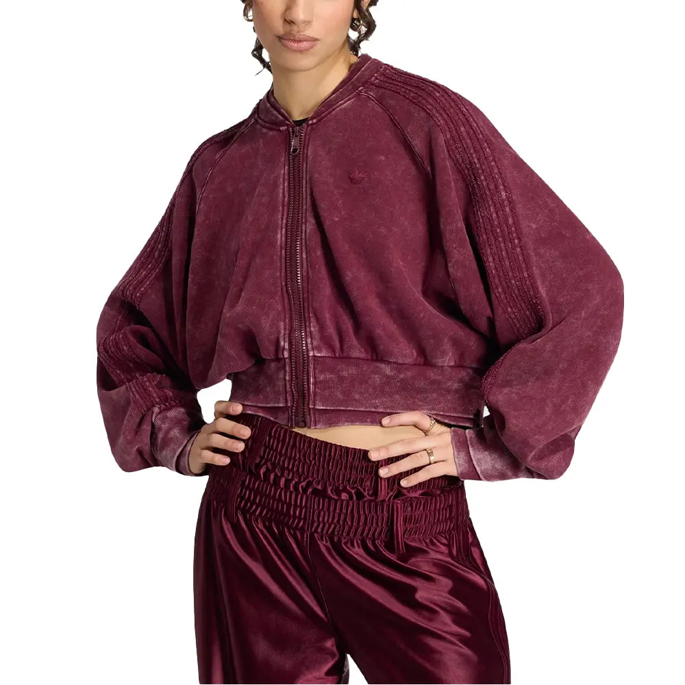W SST Double Layered Cropped Track Top 'Maroon'