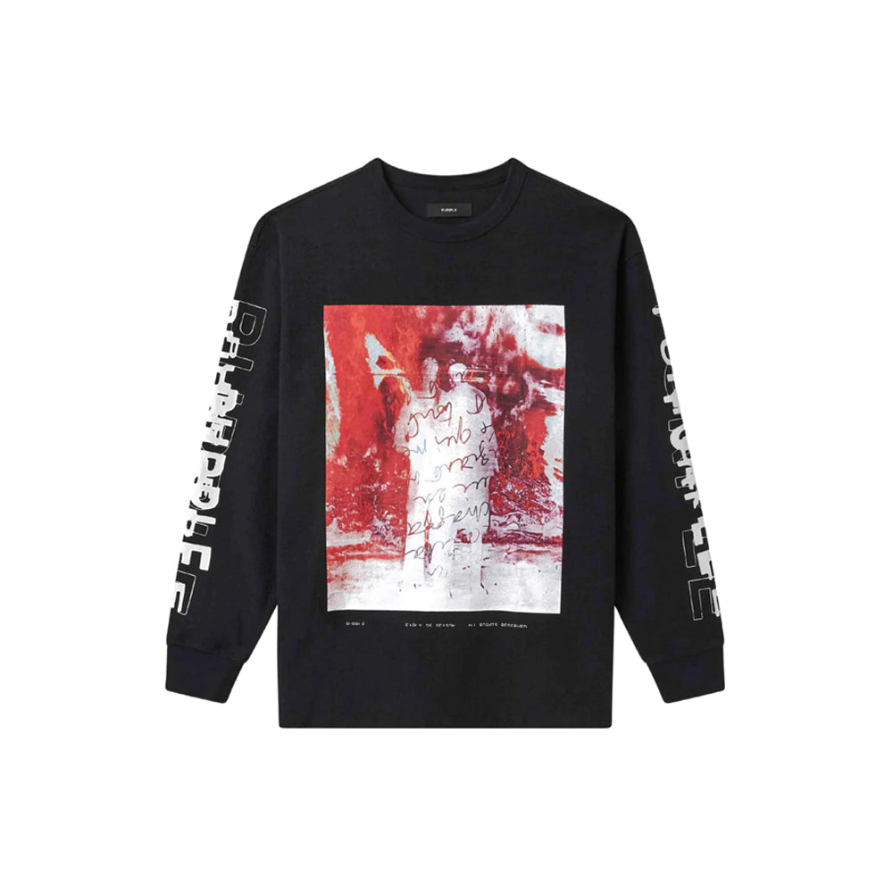 Heavyweight Textured Graphic LS Tee 'Black'