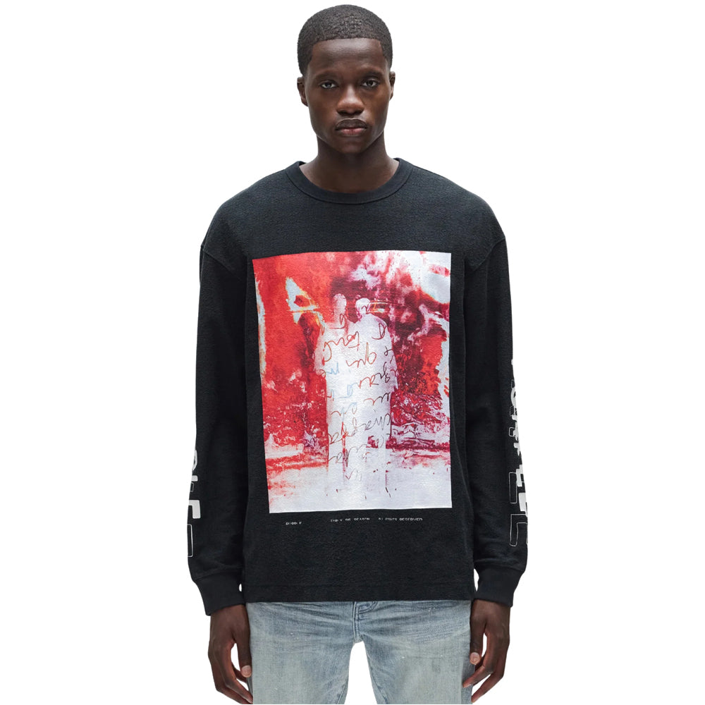 Heavyweight Textured Graphic LS Tee 'Black'
