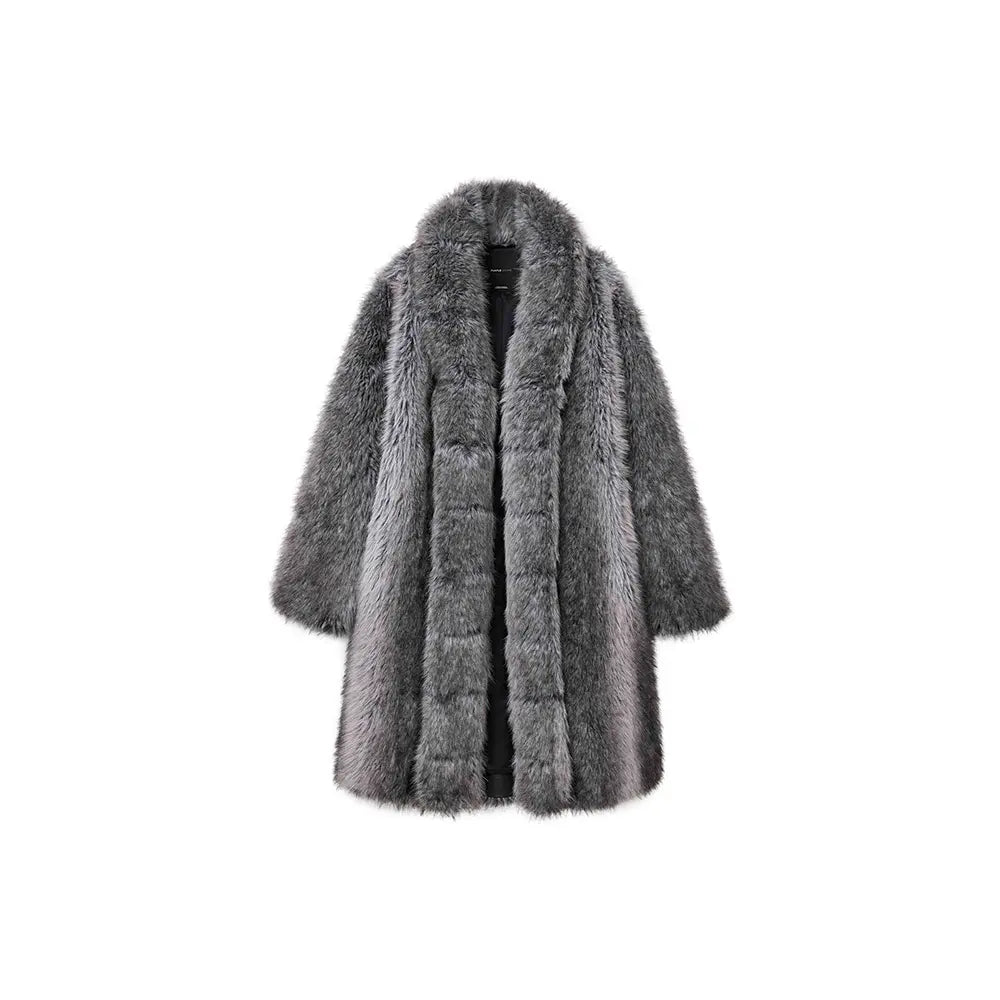 PURPLE_brand | Faux Fur Shawl Collar Coat | Brown – TAKOUT®