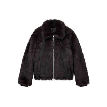 Faux Fur Shawl Jacket 'Brown'