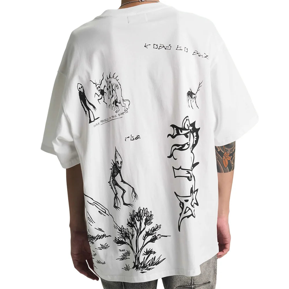 Colin Oversized Short Sleeve Tee 'White Creature Scenery'