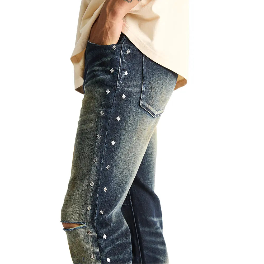 Mael Slim Flare Jean 'Abyss Drift Stud'