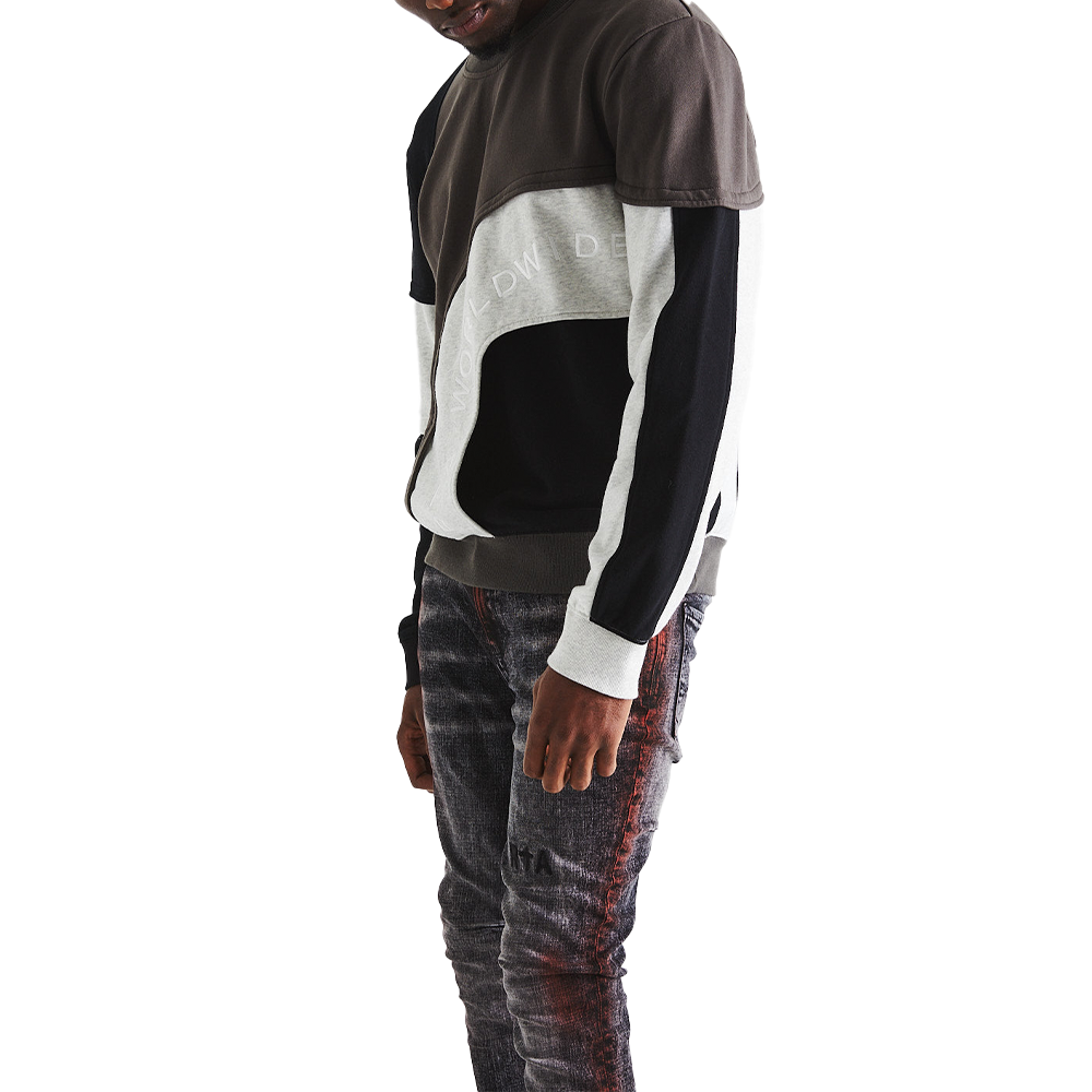 CHARLES Sweatshirt 'Black/ Grey Patchwork'