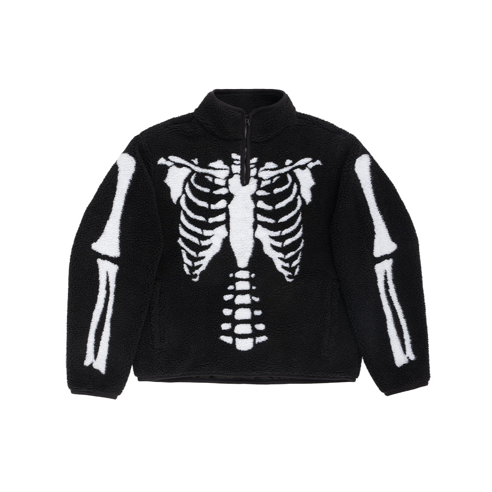 Skeletal Quarter Zip Sherpa Pullover 'Black'