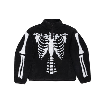 Skeletal Quarter Zip Sherpa Pullover 'Black'