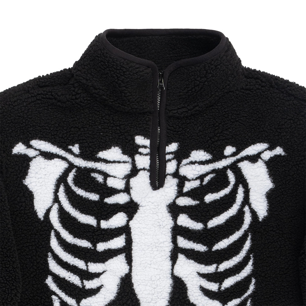 Skeletal Quarter Zip Sherpa Pullover 'Black'