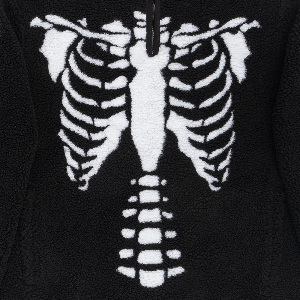Skeletal Quarter Zip Sherpa Pullover 'Black'