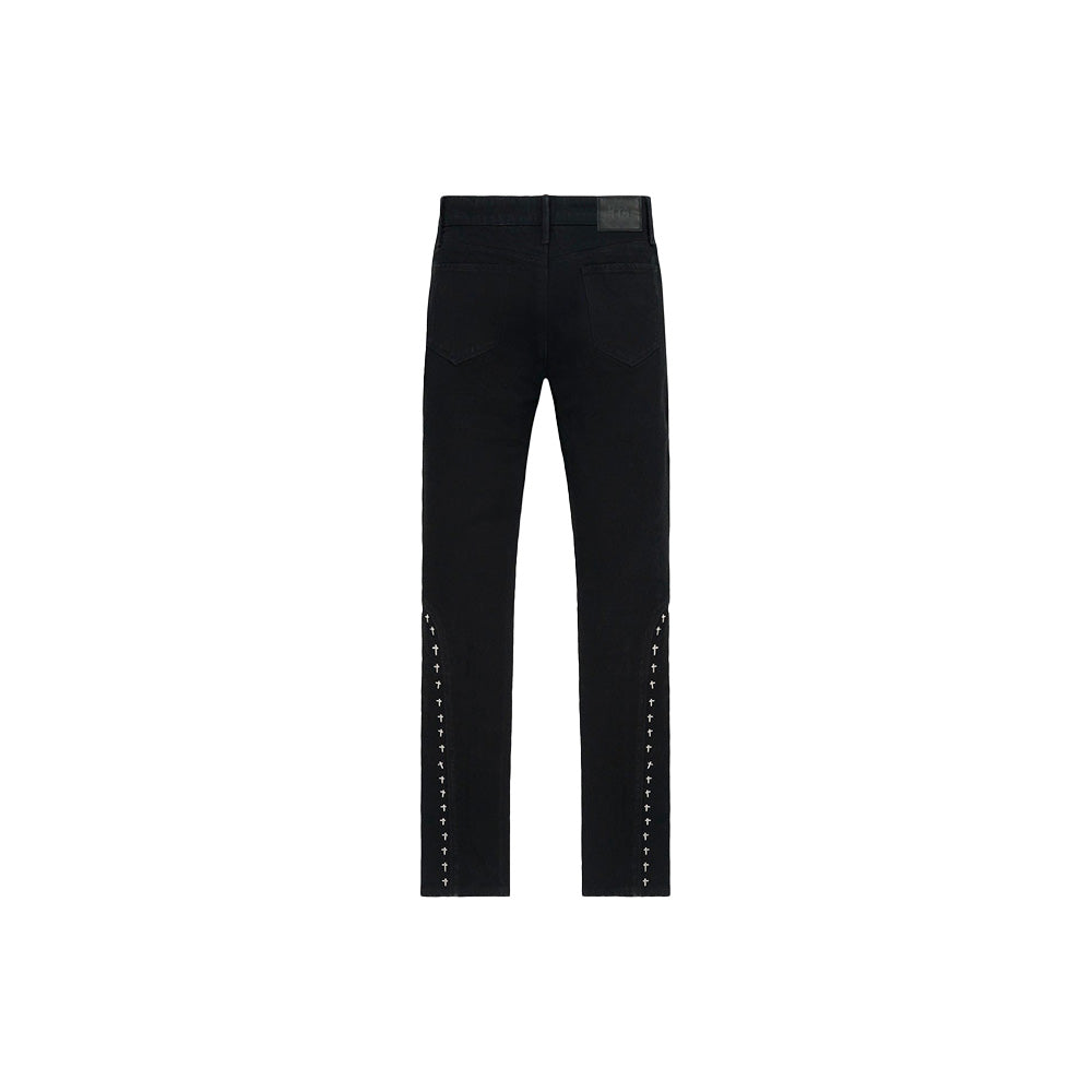 Enzo Skinny Jean 'Black Cross Rivet'