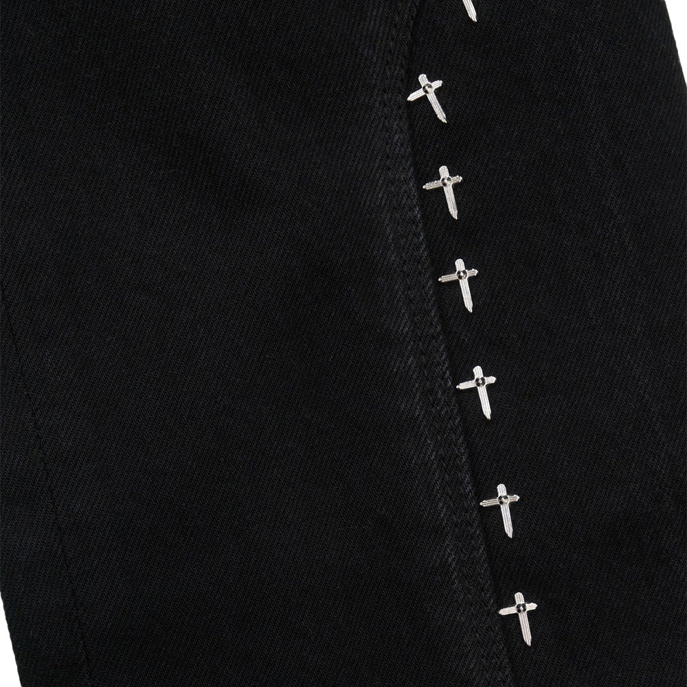 Enzo Skinny Jean 'Black Cross Rivet'