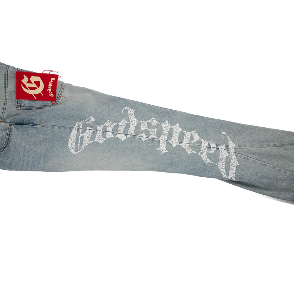 OG Logo Flared Denim Printed 'Blue Wash'