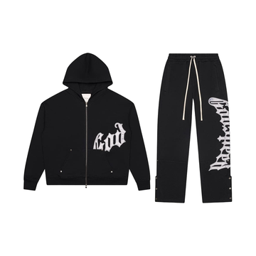 OG Logo Sweatsuit V2 'Black Silver Satin'