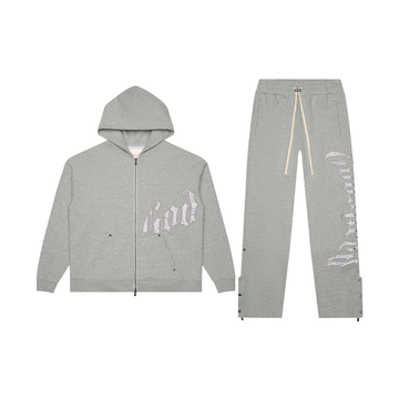 OG Logo Sweatsuit V2 'Grey/Silver Satin'