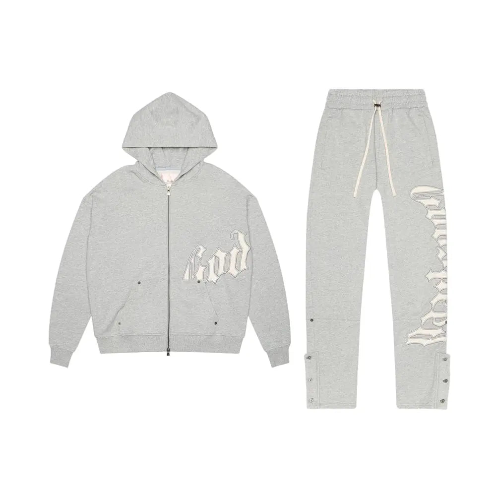 OG Logo Sweatsuit V2 Boom 'Grey Silver Satin'