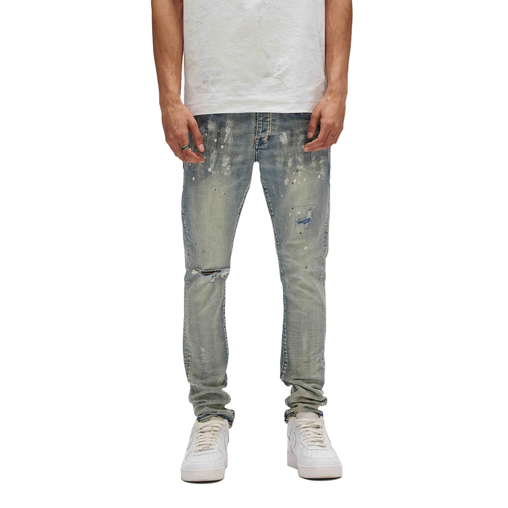 Low Rise Skinny Light Indigo Paint Blowout 'Light Blue'