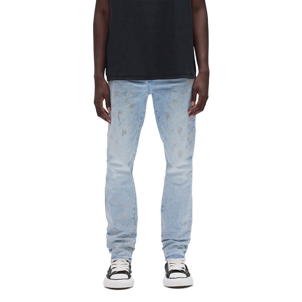 P005 Beaded Monogram Denim 'Light Indigo'