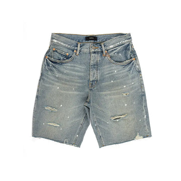 P059 Painterly Rip Short 'Light Indigo'