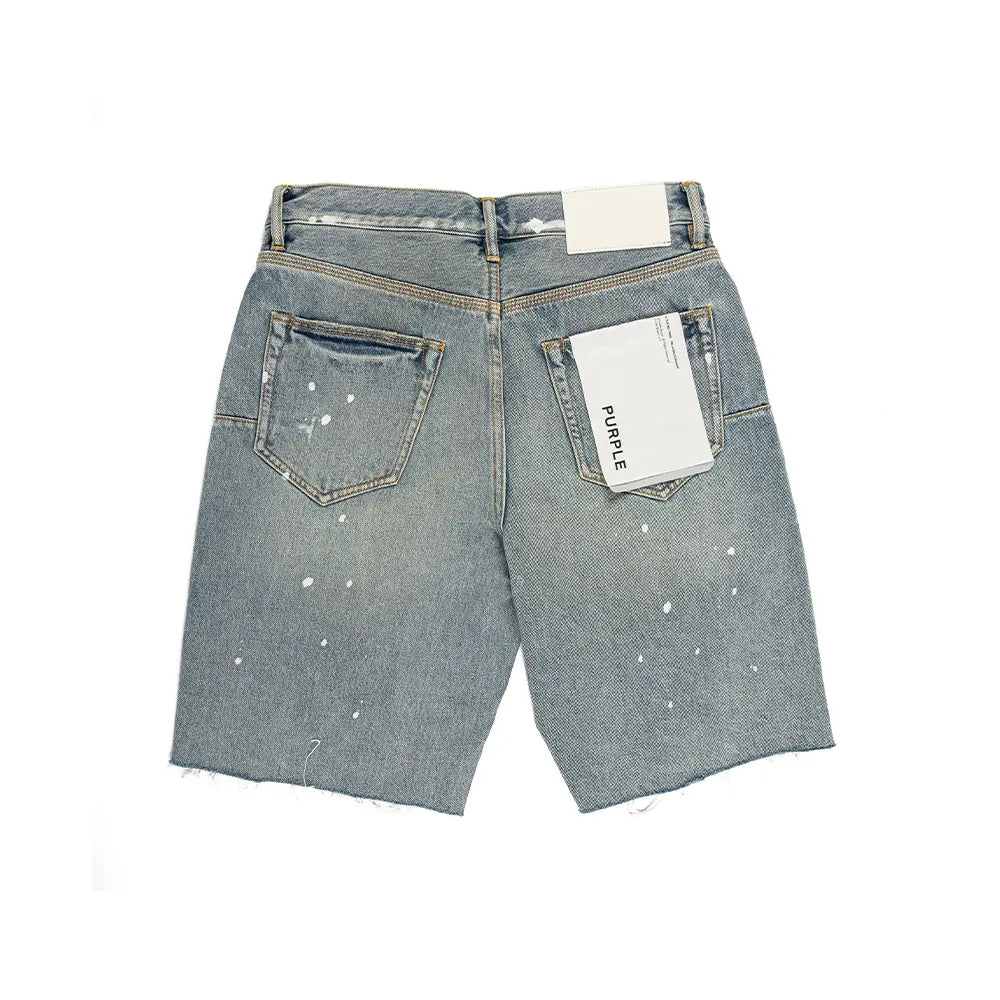 P059 Painterly Rip Short 'Light Indigo'