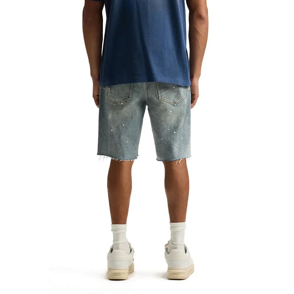 P059 Painterly Rip Short 'Light Indigo'
