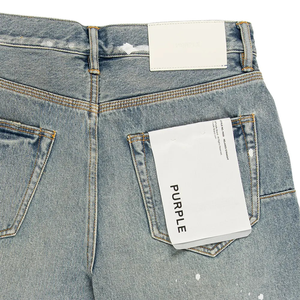 P059 Painterly Rip Short 'Light Indigo'