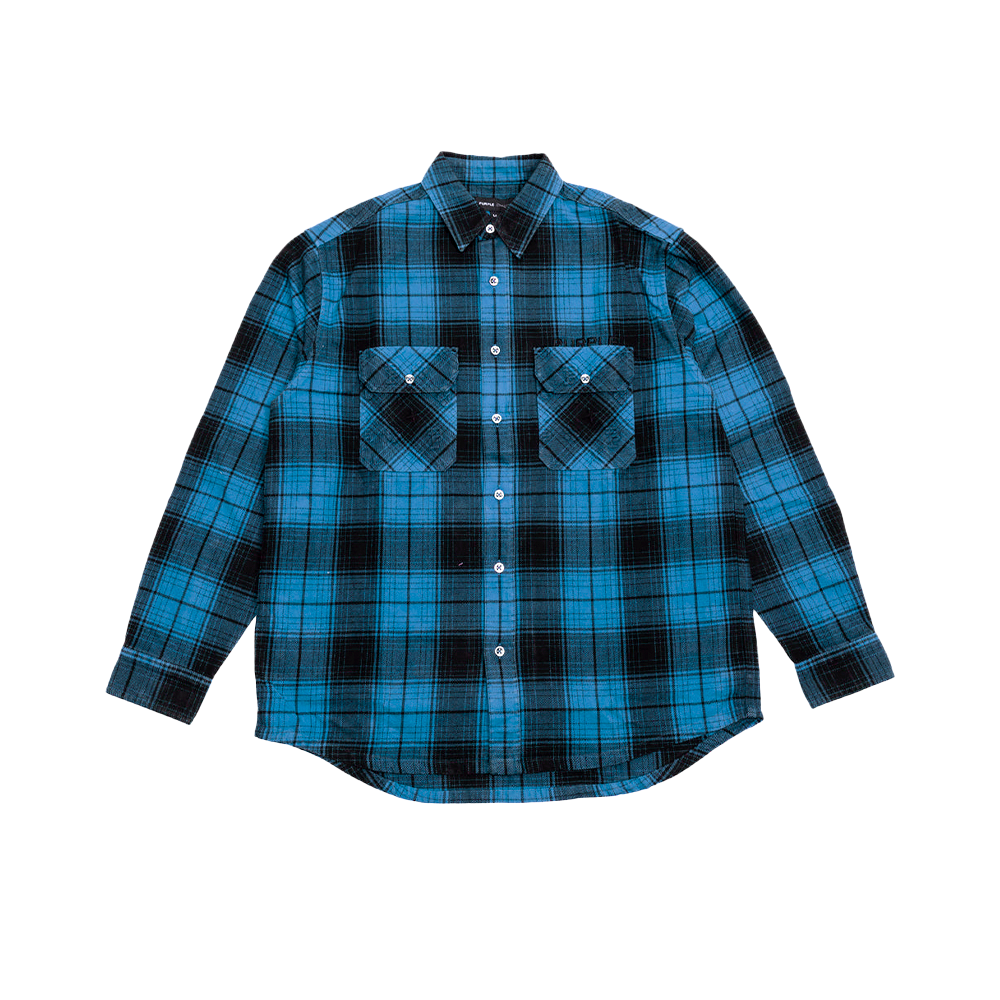 Over-dyed Flannel LS Shirt 'Blue'