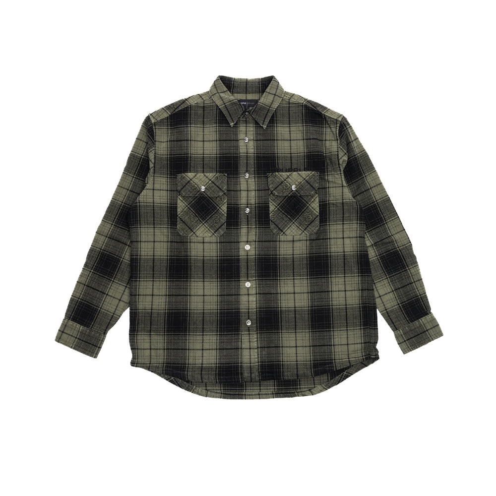 Over-dyed Flannel LS Shirt 'Olive'