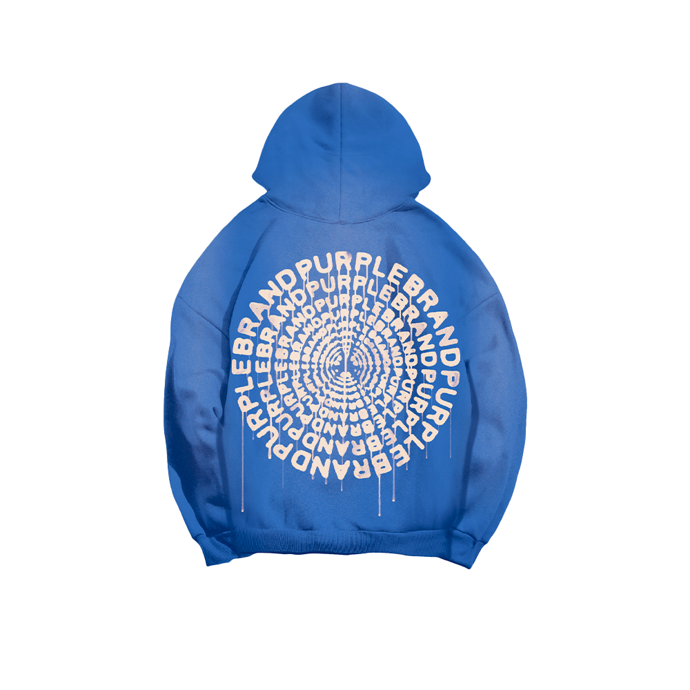 Heavy-weight Pullover 'Concrentric' Hoodie 'Blue'