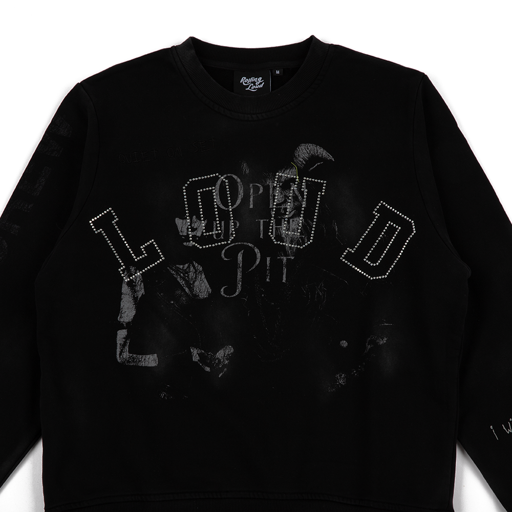 Open The Pit Crewneck Sweatshirt 'Washed Black'