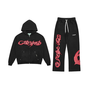 Raw Import Sweatsuit 'Black Red'