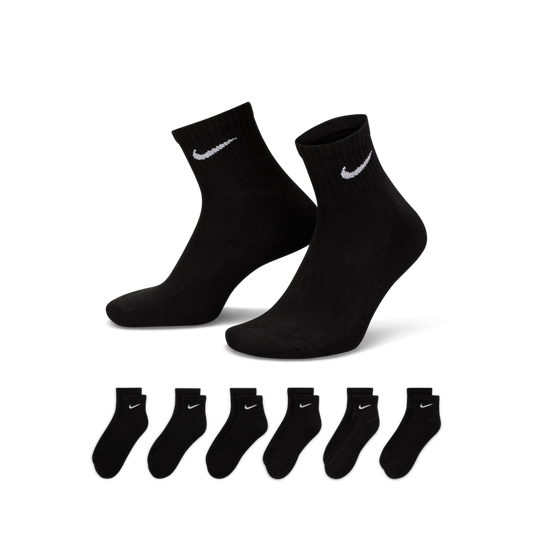 U Everyday Cushioned Training Ankle Socks - 6 Pack 'Black'